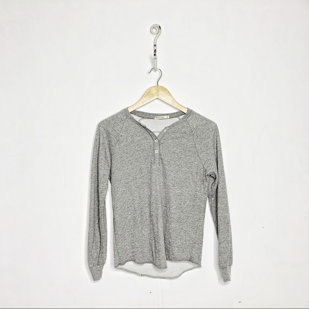 Marine Layer Heather Gray Long Sleeve Henley Tee